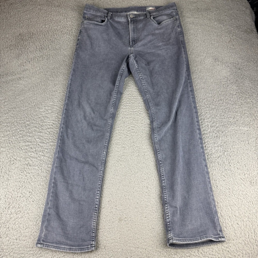 Faherty Pants Mens 33x30 Gray Stretch Terry Cotton Blend Straight Leg 5-Pocket